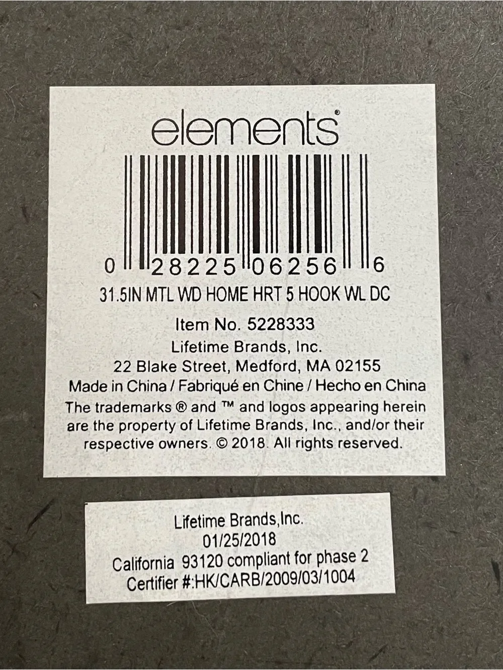 Element wall mounted